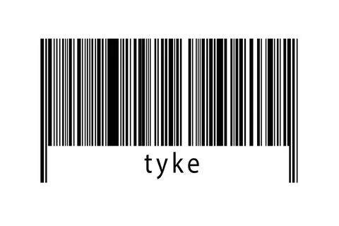Digitalization concept. Barcode of black horizontal lines with inscription ty Stock Illustration