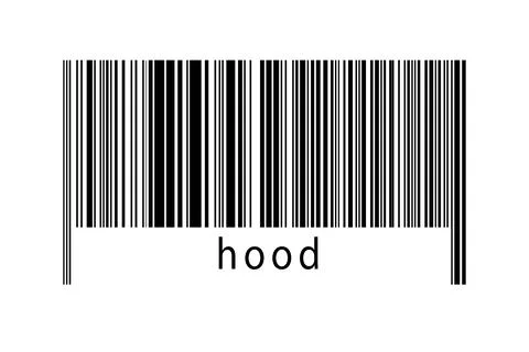 Digitalization concept. Barcode of black horizontal lines with inscription ho Illustrazione stock