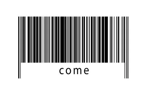 Digitalization concept. Barcode of black horizontal lines with inscription co Stock Illustration