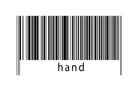 Digitalization concept. Barcode of black horizontal lines with inscription ha Illustrazione stock