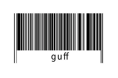 Digitalization concept. Barcode of black horizontal lines with inscription gu イラスト素材