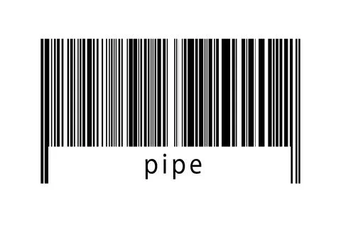 Digitalization concept. Barcode of black horizontal lines with inscription pi Illustrazione stock