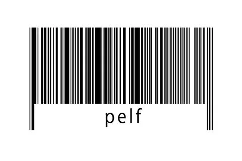 Digitalization concept. Barcode of black horizontal lines with inscription pe 스톡 일러스트