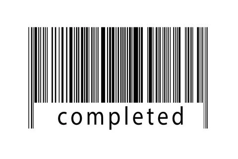 Digitalization concept. Barcode of black horizontal lines with inscription co Stock Illustration