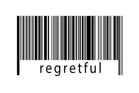 Digitalization concept. Barcode of black horizontal lines with inscription re Stock Illustration