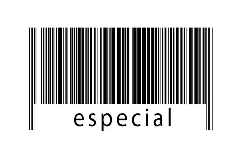 Digitalization concept. Barcode of black horizontal lines with inscription es Stockillustratie