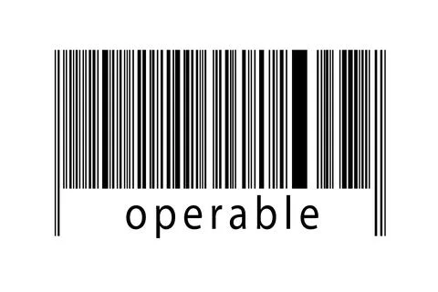 Digitalization concept. Barcode of black horizontal lines with inscription op Stock Illustration