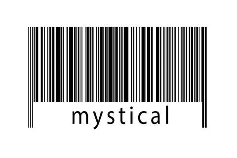 Digitalization concept. Barcode of black horizontal lines with inscription my 스톡 일러스트