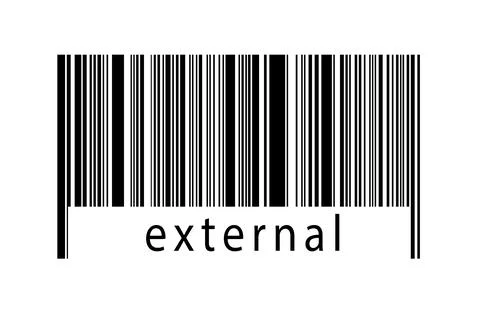 Digitalization concept. Barcode of black horizontal lines with inscription ex 스톡 일러스트