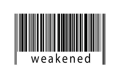 Digitalization concept. Barcode of black horizontal lines with inscription we Illustrazione stock