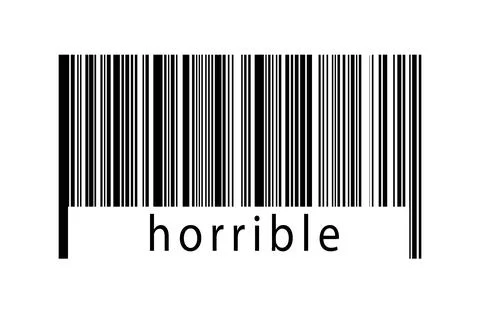 Digitalization concept. Barcode of black horizontal lines with inscription ho Illustrazione stock