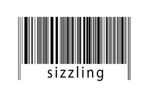 Digitalization concept. Barcode of black horizontal lines with inscription si Stock Illustration