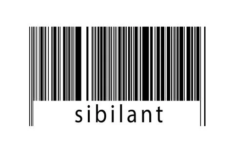Digitalization concept. Barcode of black horizontal lines with inscription si Illustrazione stock