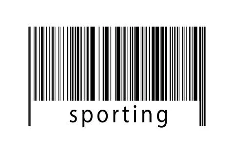 Digitalization concept. Barcode of black horizontal lines with inscription sp Illustrazione stock