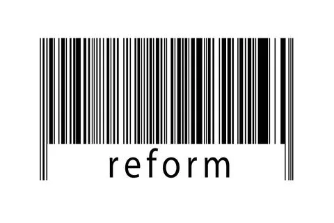 Digitalization concept. Barcode of black horizontal lines with inscription re 스톡 일러스트