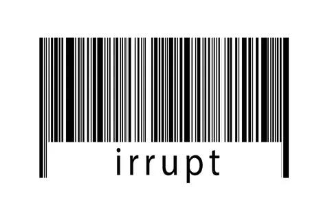 Digitalization concept. Barcode of black horizontal lines with inscription ir 스톡 일러스트