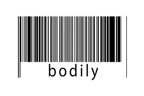 Digitalization concept. Barcode of black horizontal lines with inscription bo 스톡 일러스트