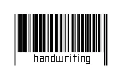Digitalization concept. Barcode of black horizontal lines with inscription ha Stock-Fotos