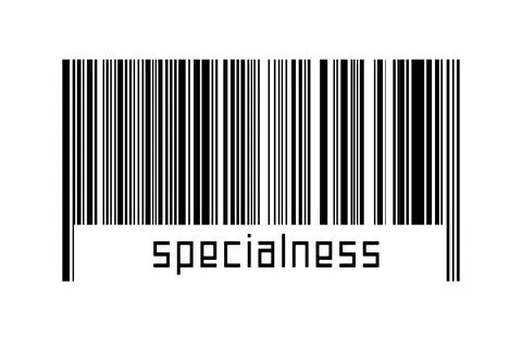 Digitalization concept. Barcode of black horizontal lines with inscription sp Stock-Fotos