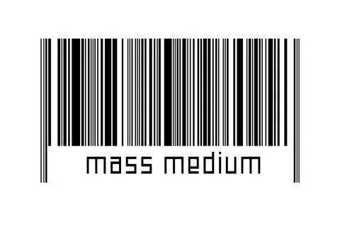 Digitalization concept. Barcode of black horizontal lines with inscription ma 写真素材