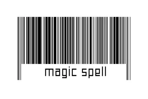 Digitalization concept. Barcode of black horizontal lines with inscription ma Stock-Fotos