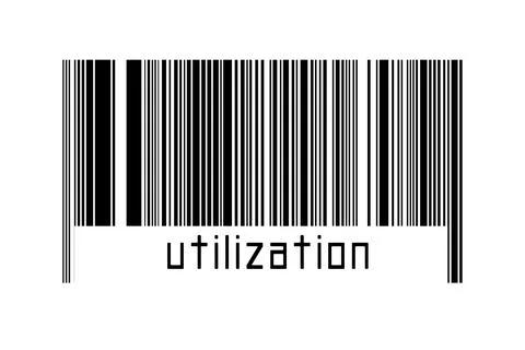 Digitalization concept. Barcode of black horizontal lines with inscription ut Stock-Fotos