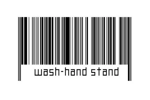 Digitalization concept. Barcode of black horizontal lines with inscription wa 库存照片