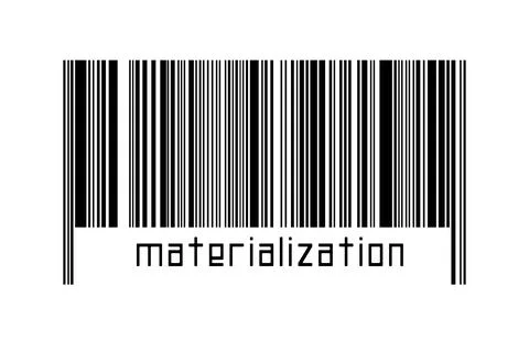 Digitalization concept. Barcode of black horizontal lines with inscription ma Фото