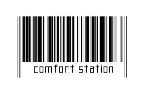 Digitalization concept. Barcode of black horizontal lines with inscription co Stock-Fotos