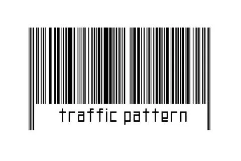 Digitalization concept. Barcode of black horizontal lines with inscription tr Stock Photos