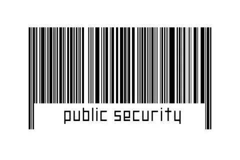 Digitalization concept. Barcode of black horizontal lines with inscription pu Stock-Fotos