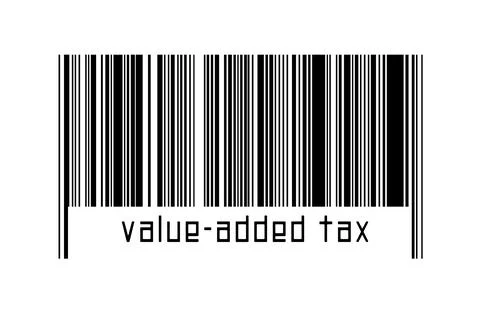 Digitalization concept. Barcode of black horizontal lines with inscription va Stock Photos