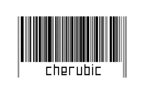 Digitalization concept. Barcode of black horizontal lines with inscription ch Stock-Fotos