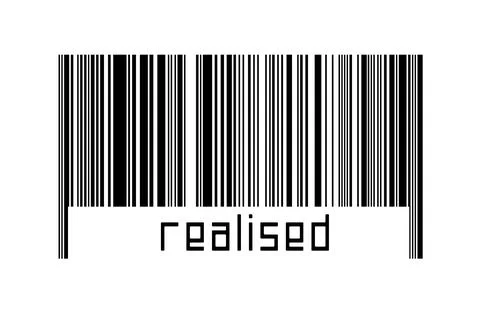 Digitalization concept. Barcode of black horizontal lines with inscription re Stock-Fotos