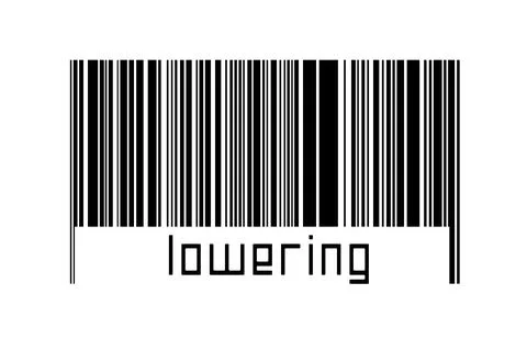 Digitalization concept. Barcode of black horizontal lines with inscription lo Stock-Fotos
