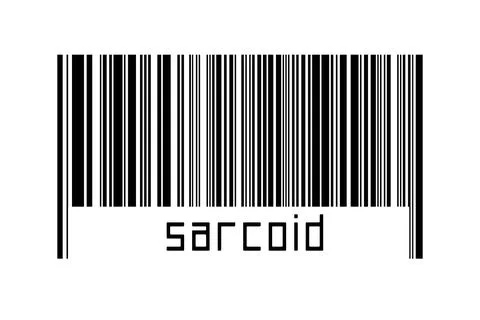 Digitalization concept. Barcode of black horizontal lines with inscription sa Stock-Fotos