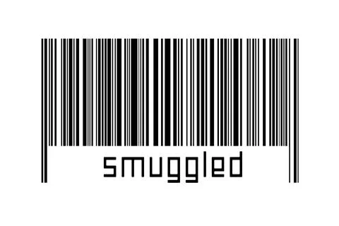 Digitalization concept. Barcode of black horizontal lines with inscription sm Stock Photos