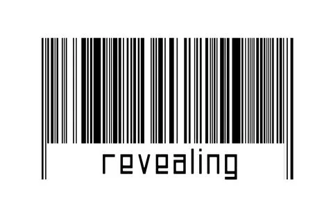 Digitalization concept. Barcode of black horizontal lines with inscription re Stock-Fotos