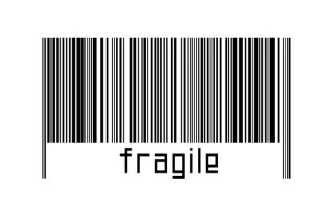 Digitalization concept. Barcode of black horizontal lines with inscription fr Stock-Fotos