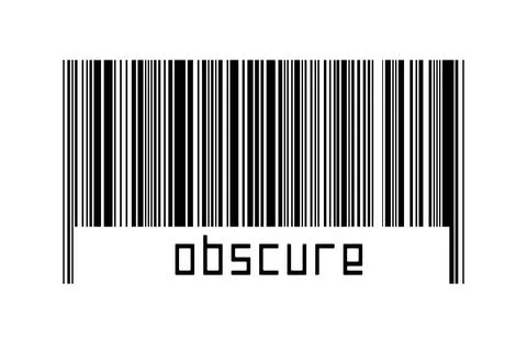 Digitalization concept. Barcode of black horizontal lines with inscription ob Stock-Fotos