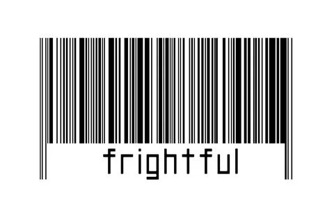 Digitalization concept. Barcode of black horizontal lines with inscription fr Stock-Fotos