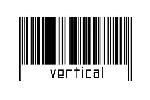 Digitalization concept. Barcode of black horizontal lines with inscription ve Stock-Fotos