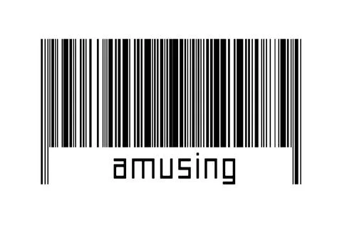 Digitalization concept. Barcode of black horizontal lines with inscription am Stock-Fotos