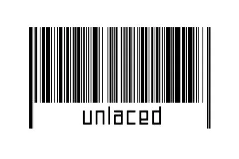 Digitalization concept. Barcode of black horizontal lines with inscription un 스톡 사진