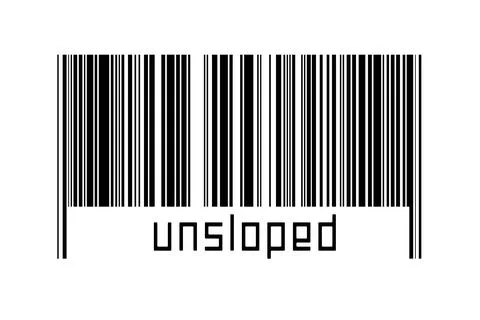 Digitalization concept. Barcode of black horizontal lines with inscription un Stock-Fotos