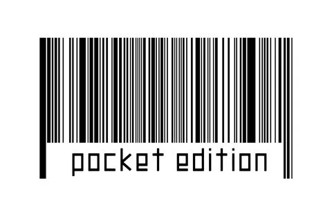 Digitalization concept. Barcode of black horizontal lines with inscription po Stock Photos