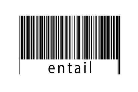 Digitalization concept. Barcode of black horizontal lines with inscription en Stock-Fotos