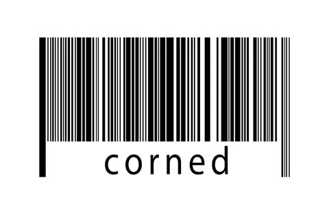Digitalization concept. Barcode of black horizontal lines with inscription co Photos
