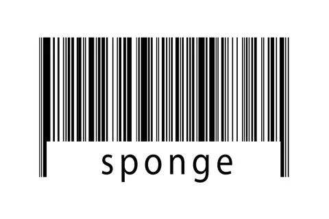 Digitalization concept. Barcode of black horizontal lines with inscription sp Stock Photos