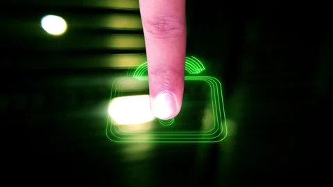 Digitalization concept: Business Man Finger Pushes Touch Screen Button. Bus.. Stock Footage 291945679